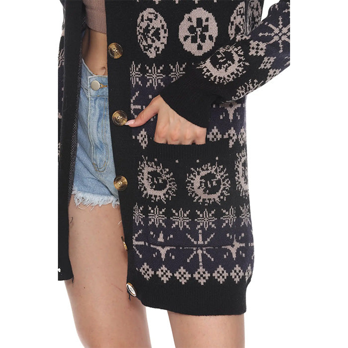 Fair Isle Celestial Cardigan in Black