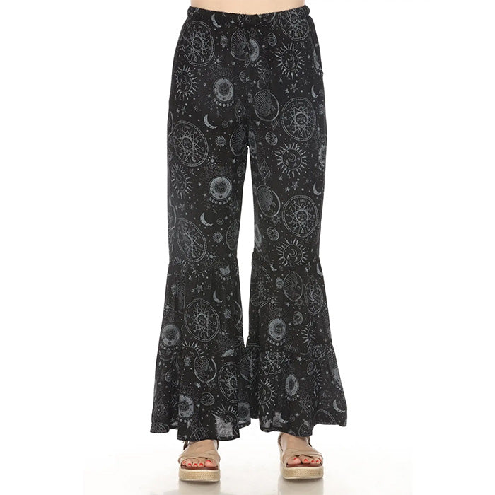 Celestial Flowy Tiered Ruffle Pants in Black