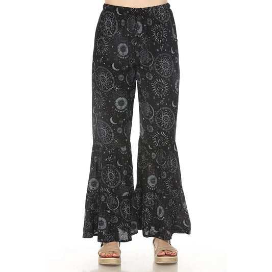 Celestial Flowy Tiered Ruffle Pants in Black