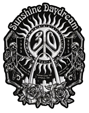 Sunshine Daydream 30th Anniversary Skeleton STL Logo Die Cut Sticker - Silver