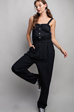 Button Down Jumpsuit in Black SALE