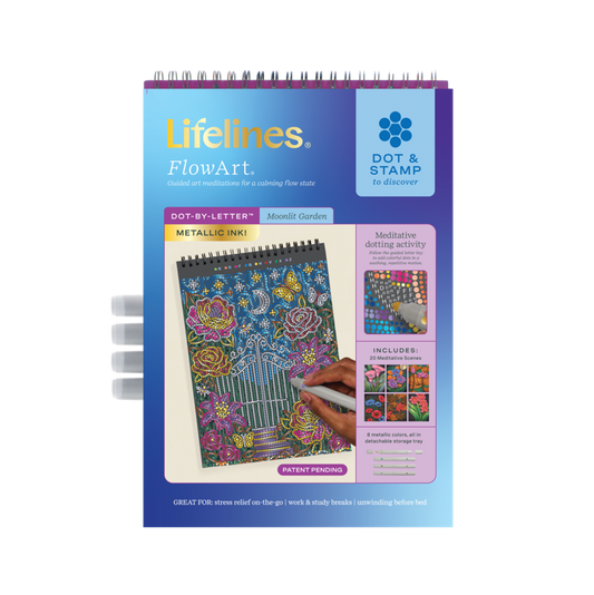 Lifelines™ FlowArt: Dot-By-Letter Moonlit Garden Coloring Pad