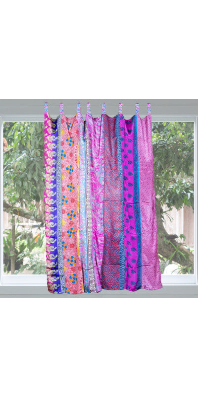Recycled Sari Patchwork Curtain Panel (54" x 63") in Assorted Prints