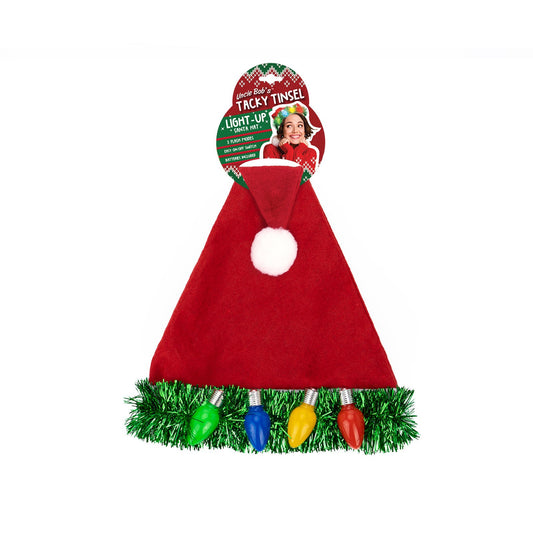 Uncle Bob's Tacky Tinsel Light-Up Santa Hat