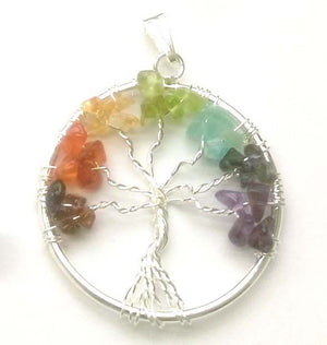 Chakra Tree Stone Chip Necklace