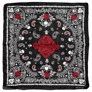 Gothic Skull Paisley Floral Print Cotton Bandana