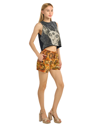 Sun and Moon Print Bohemian Shorts