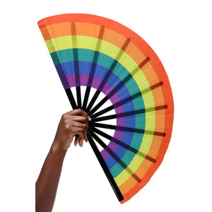 Oversized Rainbow Folding Clack Hand Fan