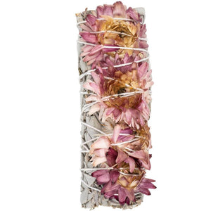 Dried Strawflowers White Sage Bundle