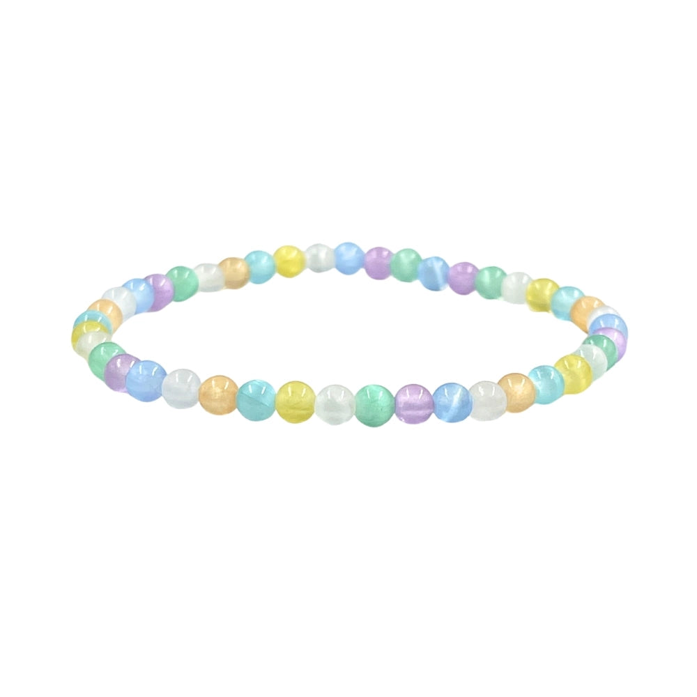 Pastel Rainbow Selenite Bracelet - 4mm