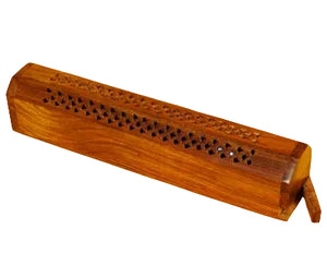 Wood Filigree Coffin Box Incense Burner
