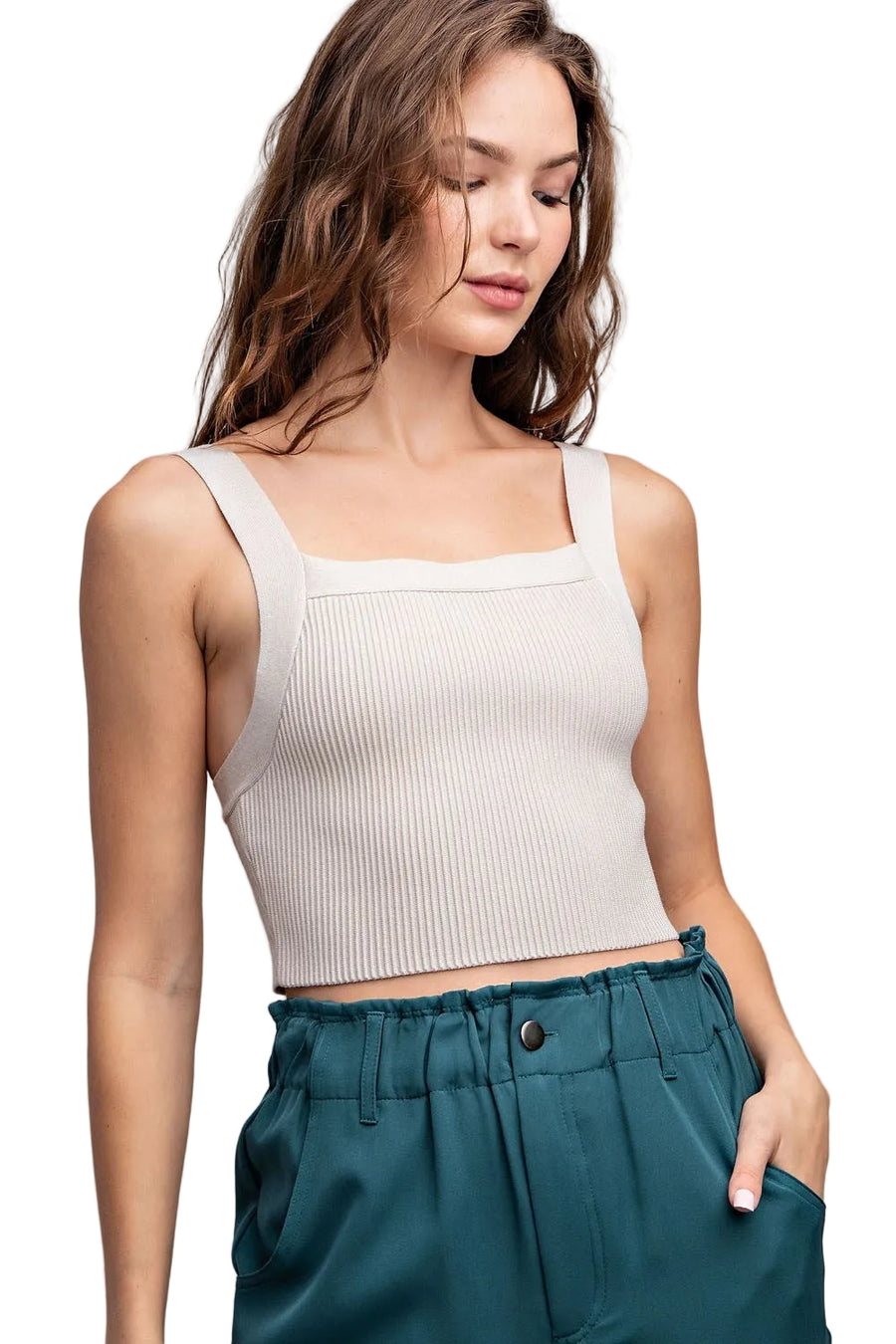 Crop Tank Top in Oatmeal