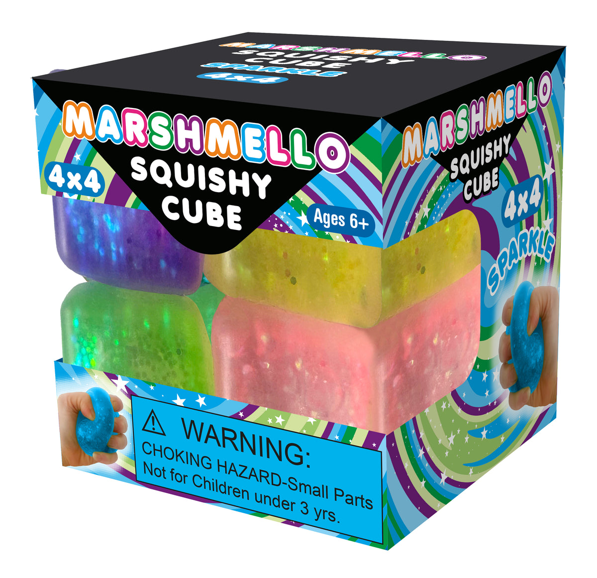 Marshmello Sparkle Squishy Mini Cubes 4-Pack