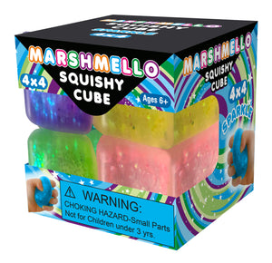 Marshmello Sparkle Squishy Mini Cubes 4-Pack
