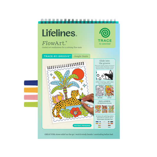 Lifelines™ FlowArt: Trace-By-Line Jungle Oasis Coloring Pad