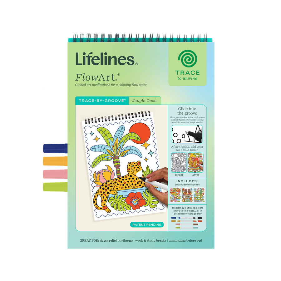 Lifelines™ FlowArt: Trace-By-Line Jungle Oasis Coloring Pad