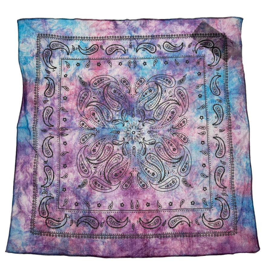 Tie-Dye Bandana - Aquamarine, Purple, and Fuchsia