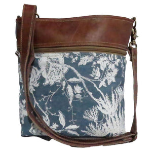 Clea RayBlue & White Floral Canvas Crossbody