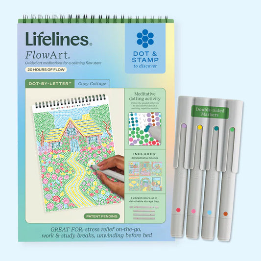 Lifelines™ FlowArt: Dot-By-Letter Cozy Cottage Coloring Pad