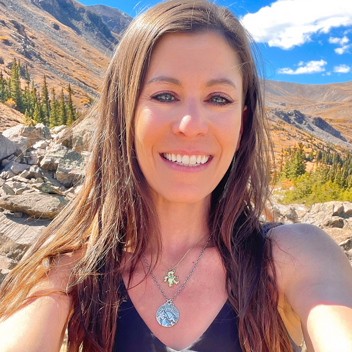 Dancing Bear Birthstone Necklace | Gold