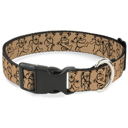 Grateful Dead Dancing Bears in Tan and Black Dog Collar 1" inch Wide