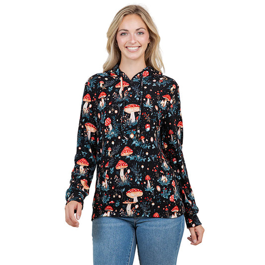 Garden of Mushrooms Print Ladies Pullover