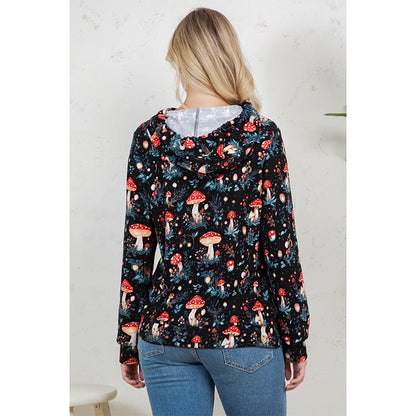 Garden of Mushrooms Print Ladies Pullover