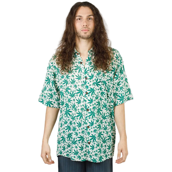 Hippie Canna Leaf Short Sleeve Button Down