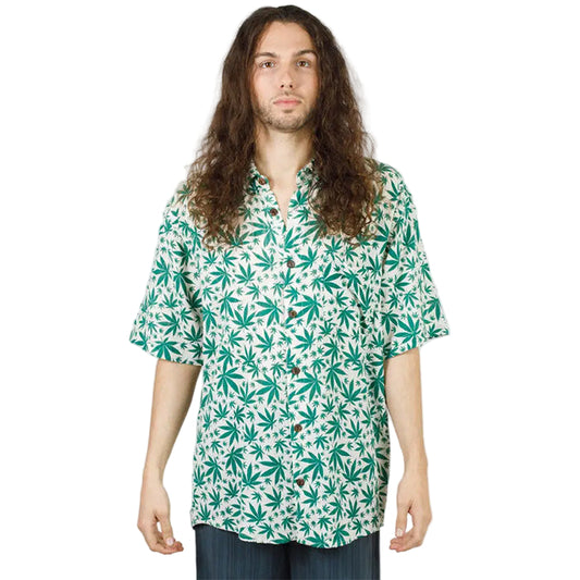 Hippie Canna Leaf Short Sleeve Button Down