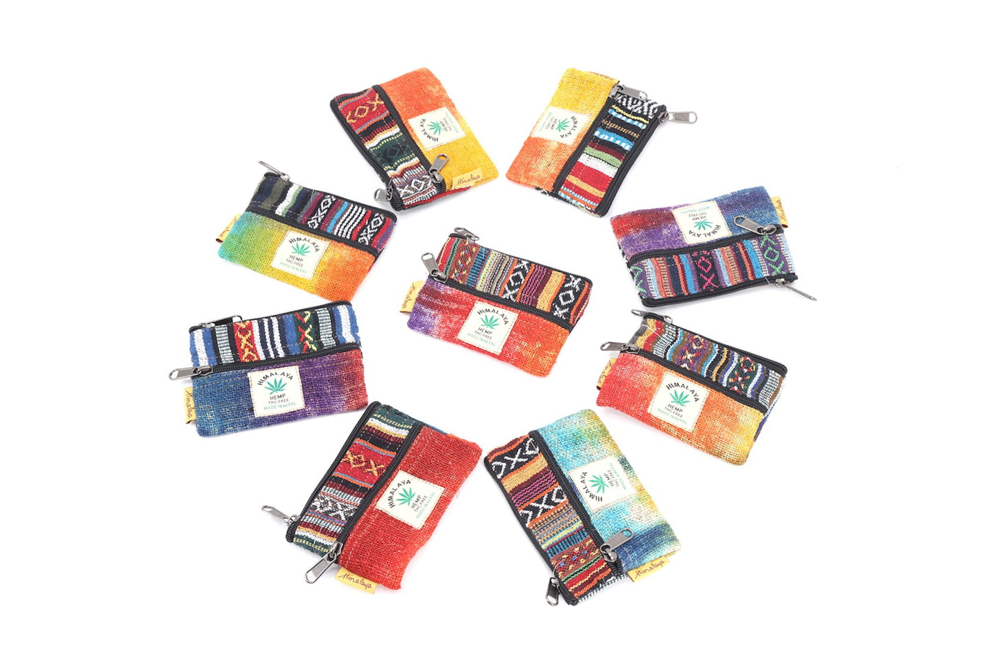 Tie Dyed Hemp and Gheri Cotton Coin Purse 3.5" x 6"