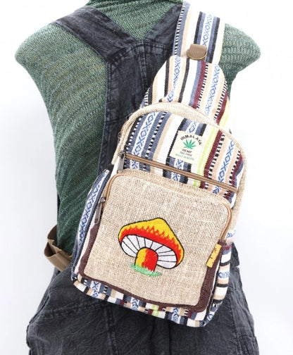 Gheri & Natural Hemp Embroidered Mushroom Sling Bag