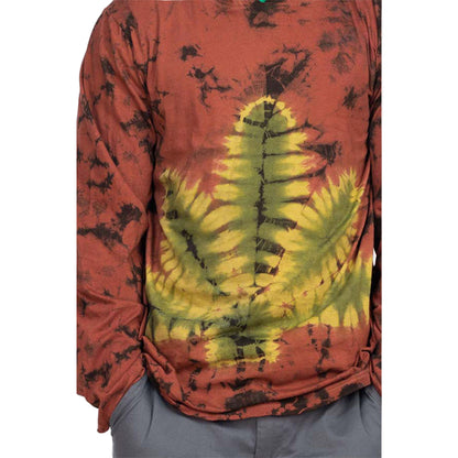 Leaf Pullover Tie-Dye Hoodie in Red