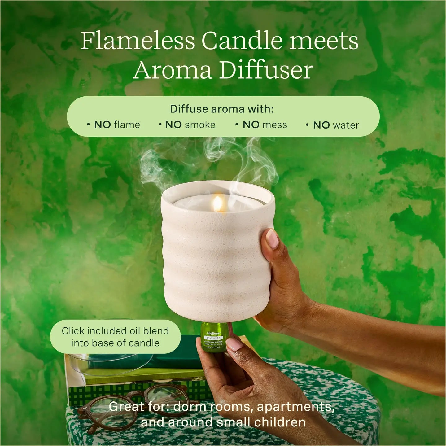Lifelines™ ClickWick® Flameless Candle Diffuser in Cream (Bubble)