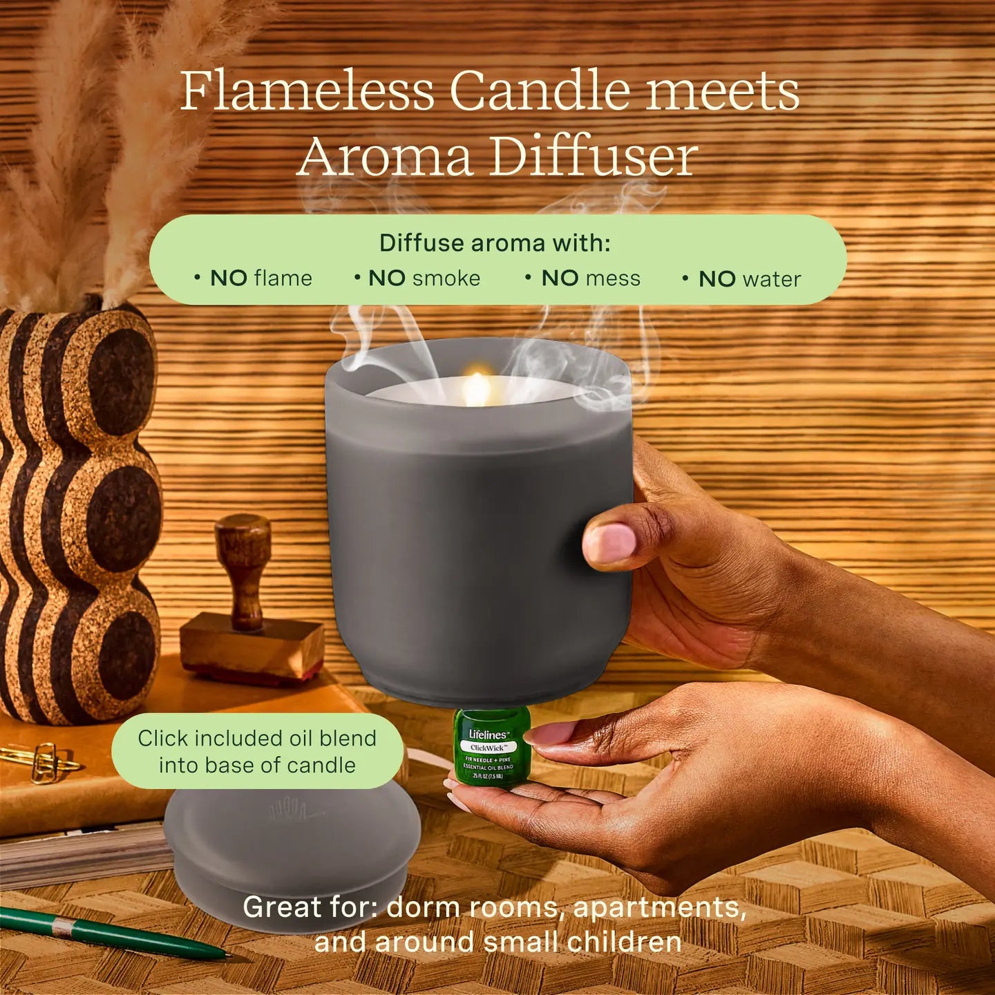 Lifelines™ ClickWick® Flameless Candle Diffuser in Charcoal