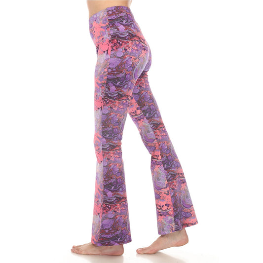 Psychedelic Marble Bellbottom Pants in Purple