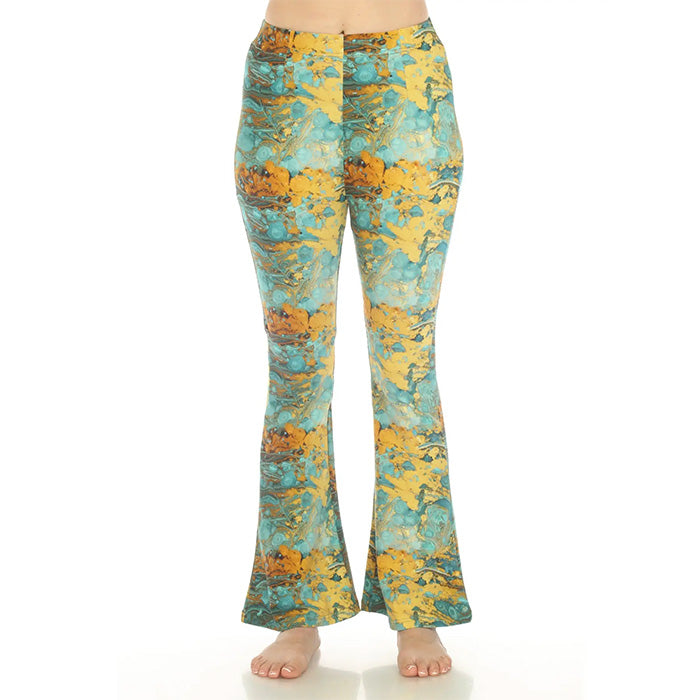 Psychedelic Marble Bellbottom Pants in Turquoise