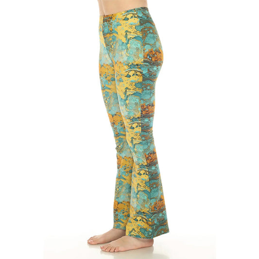 Psychedelic Marble Bellbottom Pants in Turquoise