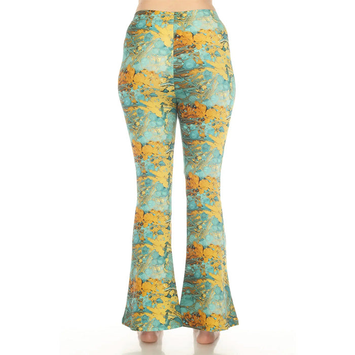 Psychedelic Marble Bellbottom Pants in Turquoise