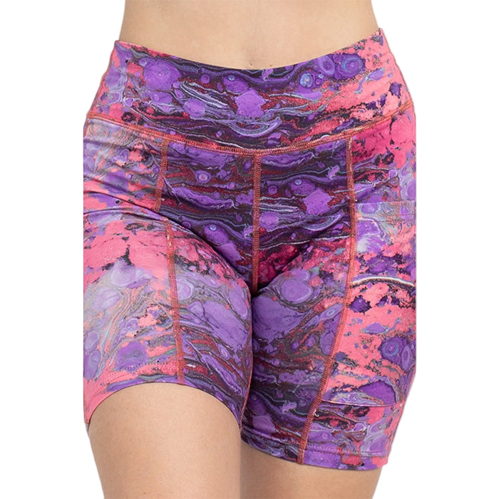 Psychedelic Marble Bike Shorts in Purple SALE