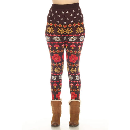 Fair Isle Mushroom Sweater Leggings in Espresso