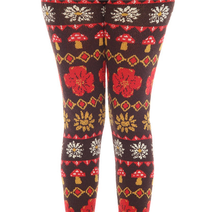 Fair Isle Mushroom Sweater Leggings in Espresso