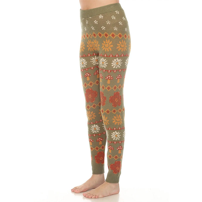 Fair Isle Mushroom Sweater Leggings in Sage