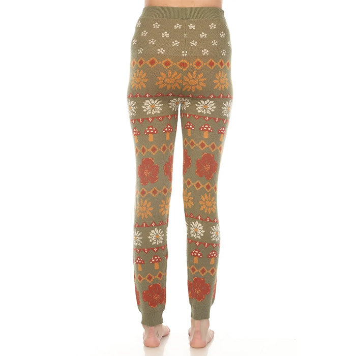 Fair Isle Mushroom Sweater Leggings in Sage