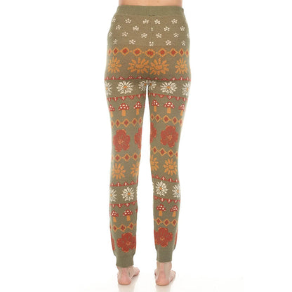 Fair Isle Mushroom Sweater Leggings in Sage