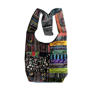 Mushroom Tribal Stripe Patchwork Hobo Bag