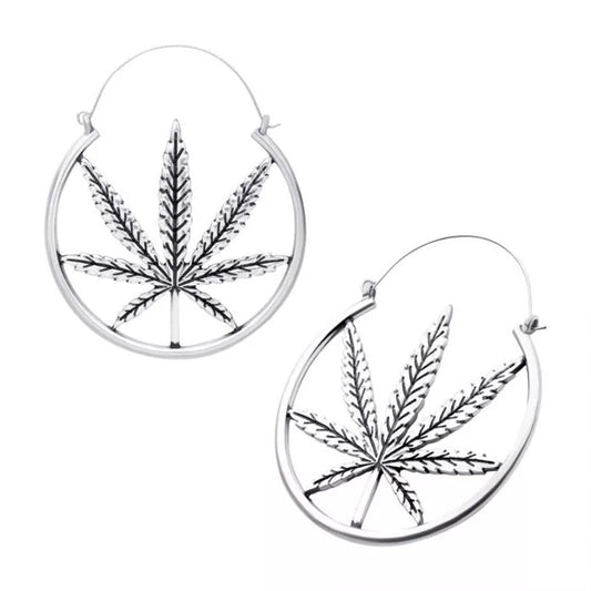 Pot Leaf Plug Hoops - 20g