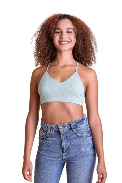 Tattoo Mesh Racerback Bralette in Sage