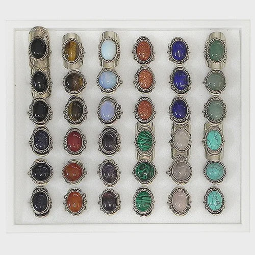 Semi Precious Oval Stone Ring