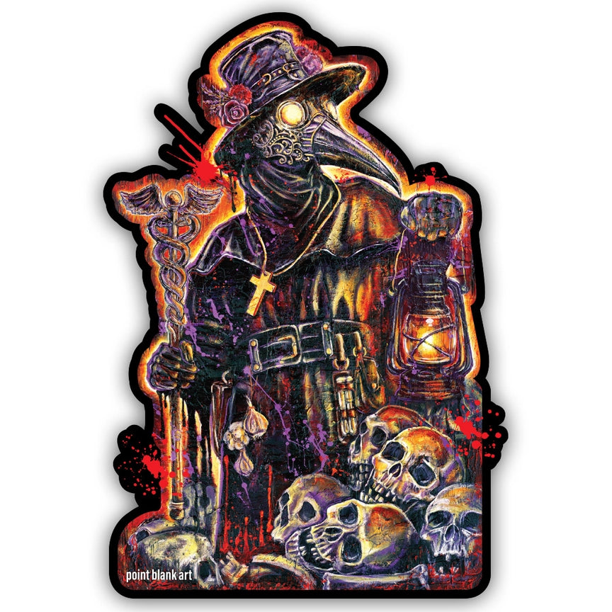 Plague Doctor with Lantern Vinyl Sticker