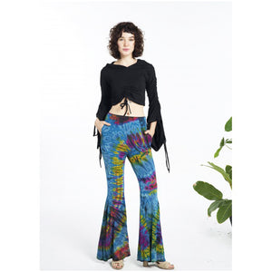 Tie Dyed Bell Bottom Pants in Blue